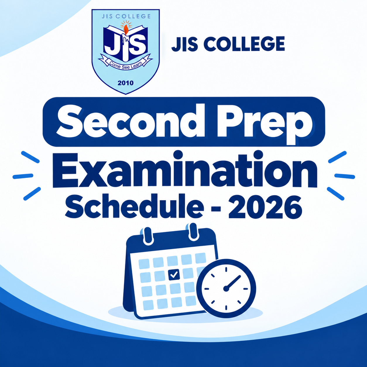 JIS College notice: 2nd Prep Examination Schedule 2026